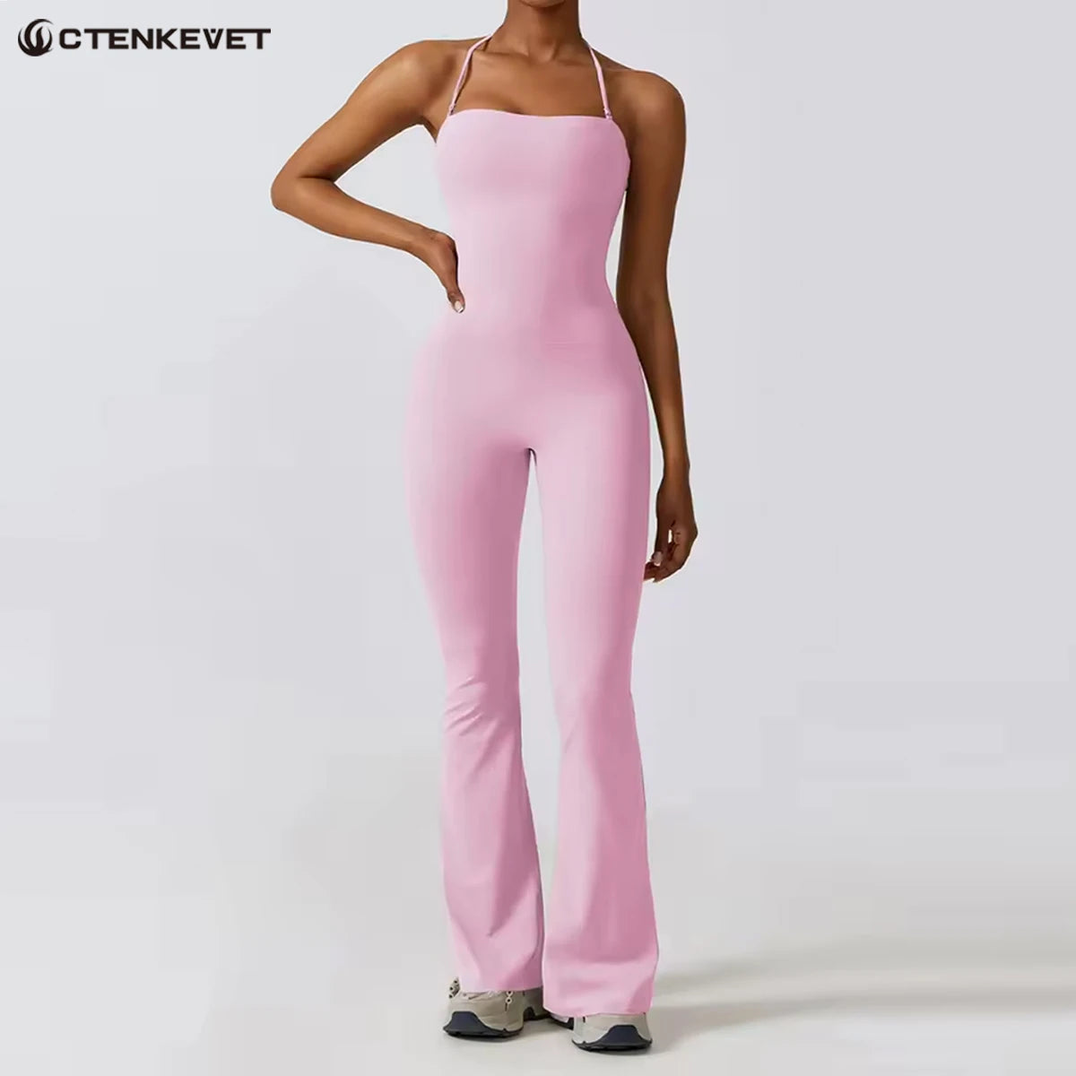 Halter Neck Flare Jumpsuit