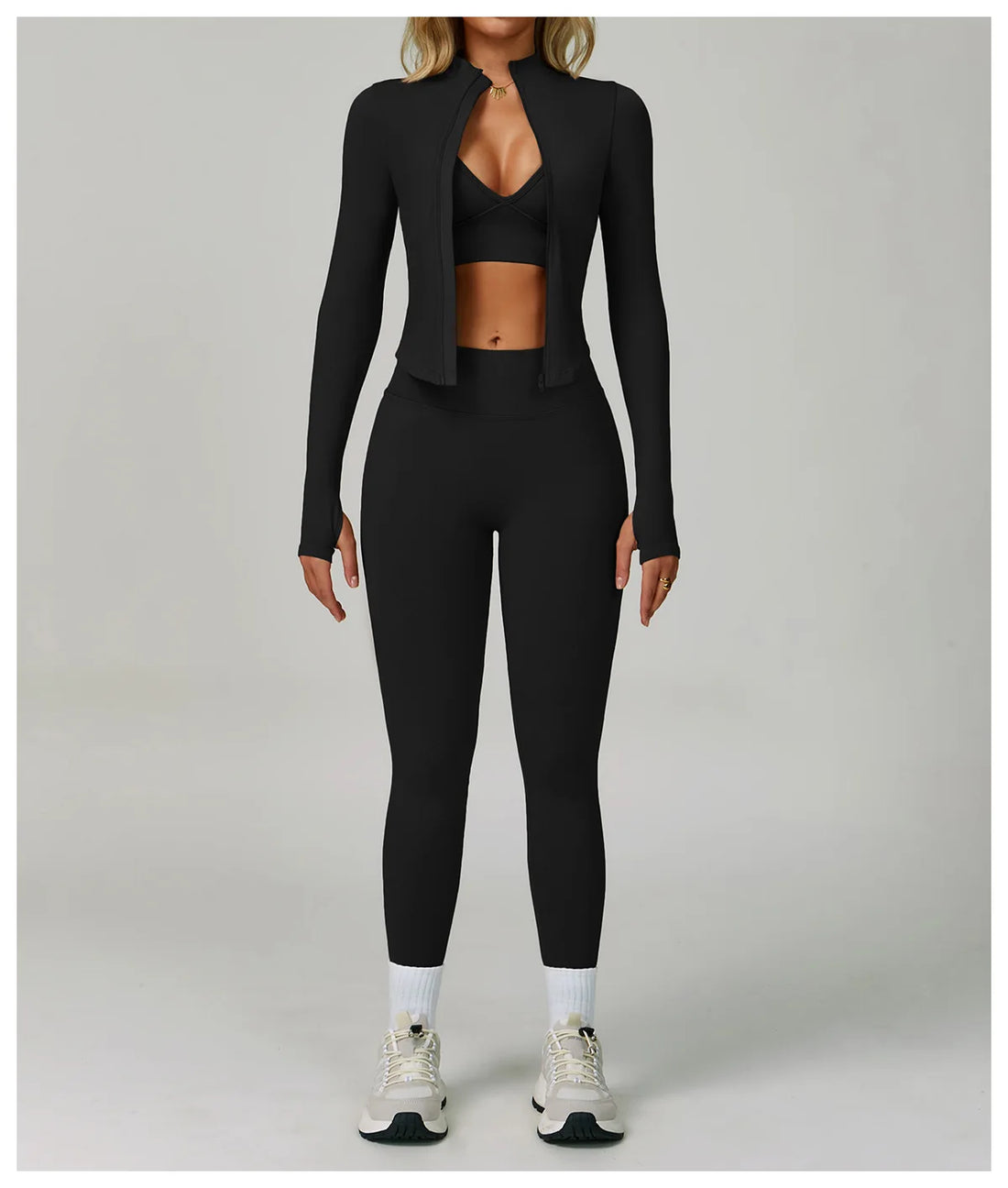 Seamless Bra, Jacket & Bottoms Set