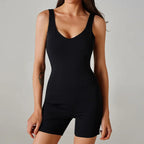 Seamless Threaded Shorts Jumpsuit Fitness Yoga Quick Drying Sleeveless Breathable Tight Fitting Clothes for Women Sportswear