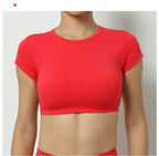 Sports Muscle Back Tee Without Padded Women Backless Sports Shirts Workout Gym Training Yoga T-Shirt Outdoor Open Back Tops