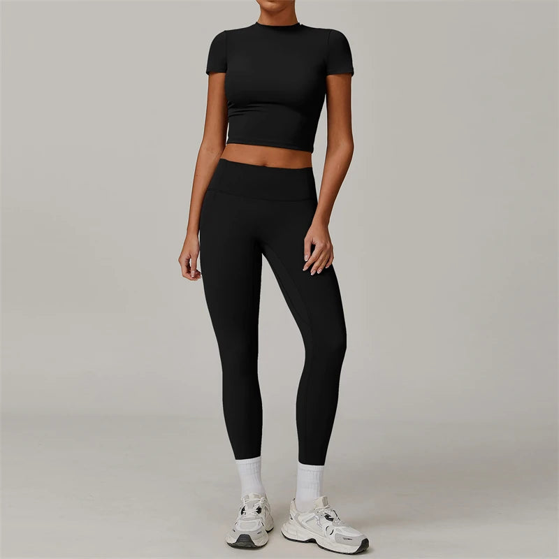 Short Sleeve Crop & Leggings Set