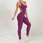 Women's Yoga Rompers One Piece Tummy Control Jumpsuit Padded Sports Bra Romper Fitness Sportwear