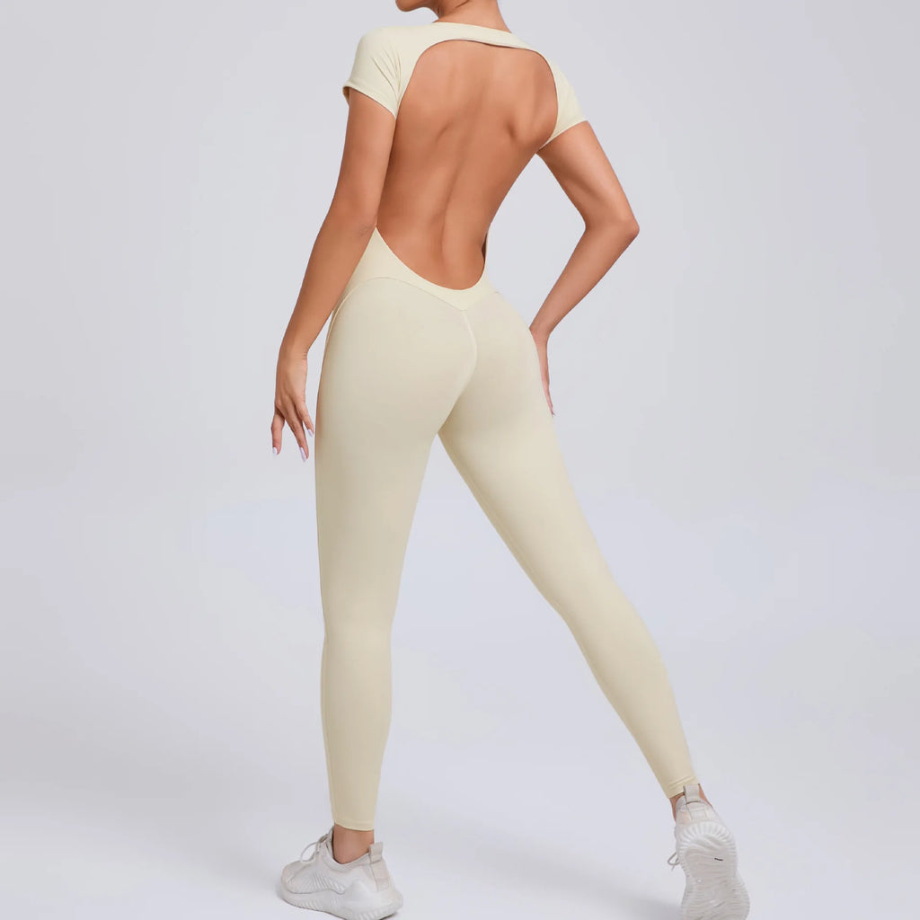 Yoga Set Sexy Backless One-piece Suit Female Rompers Quick Dry Yoga Clothing Workout Bodysuits Flared Sports Jumpsuit Women