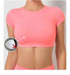 Sports Muscle Back Tee Without Padded Women Backless Sports Shirts Workout Gym Training Yoga T-Shirt Outdoor Open Back Tops