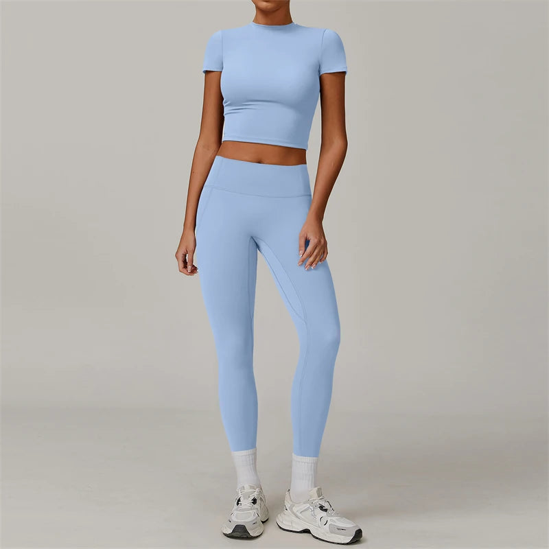 Short Sleeve Crop & Leggings Set