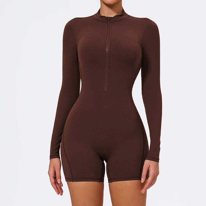 Long Sleeve Zip Scrunch Romper