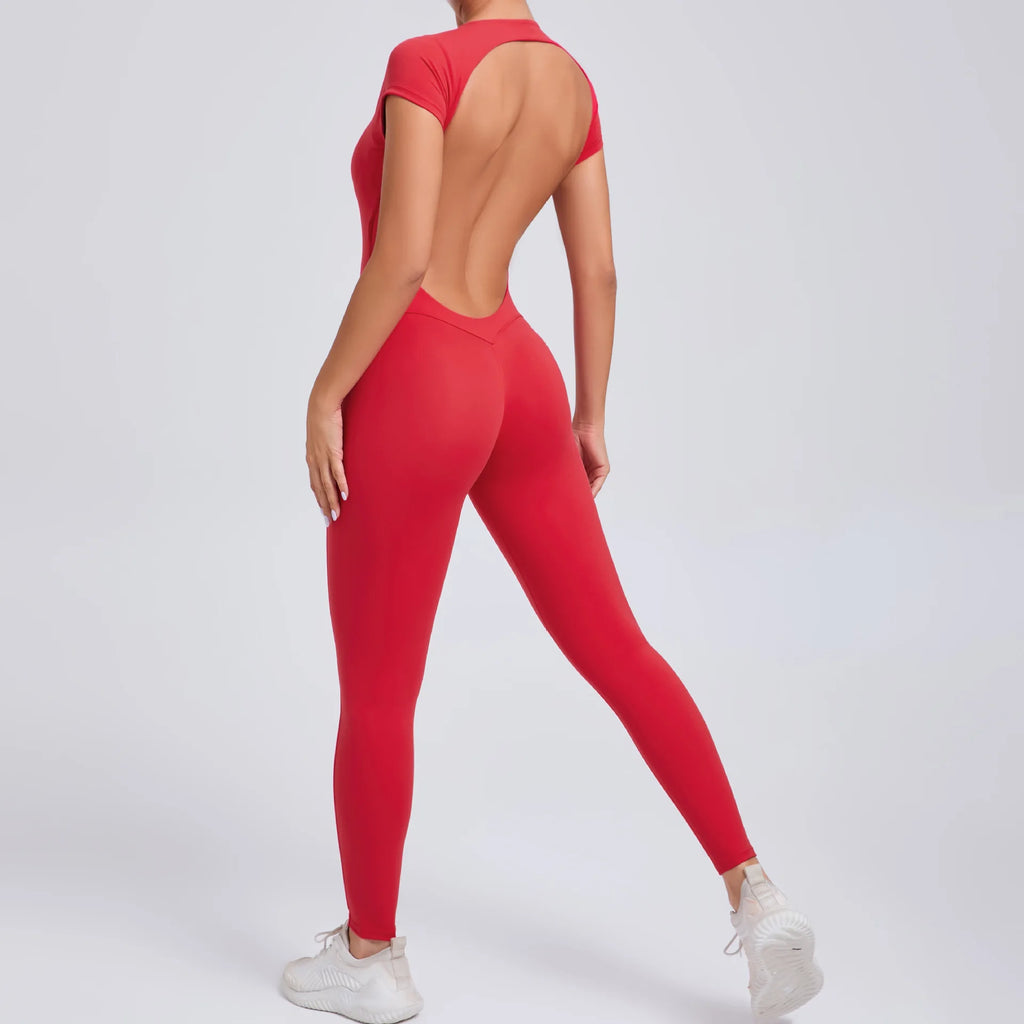 Yoga Set Sexy Backless One-piece Suit Female Rompers Quick Dry Yoga Clothing Workout Bodysuits Flared Sports Jumpsuit Women
