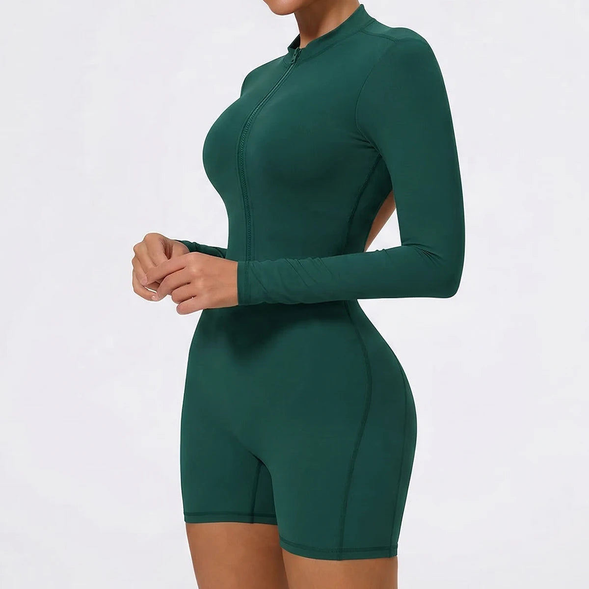Long Sleeve Zip Scrunch Romper