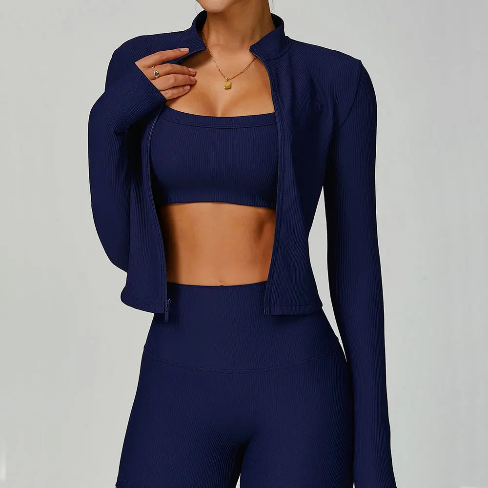 Women Outdoor Running Fitness Wear T-shirt Zipper Long Sleeved Sports Top Yoga Long Sleeved Yoga Shirt Gym Push Up Workout Coat