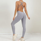 Women's Yoga Rompers One Piece Tummy Control Jumpsuit Padded Sports Bra Romper Fitness Sportwear