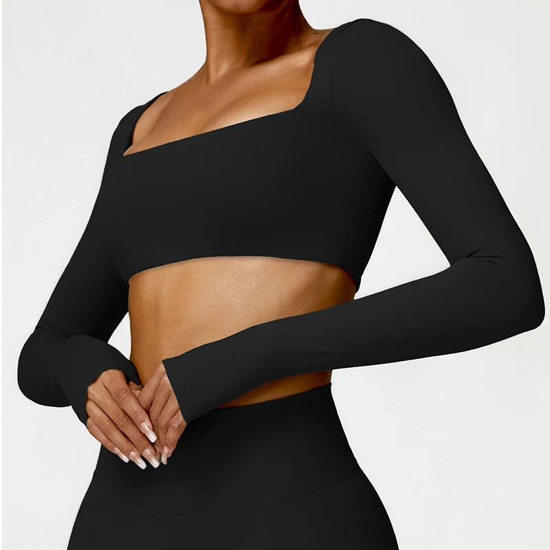 Square Neck Long Sleeve Crop Set