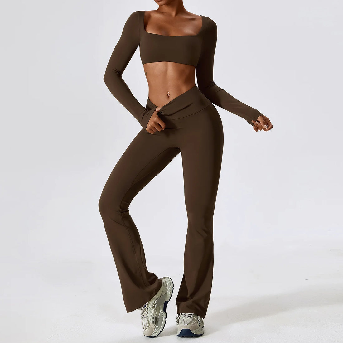 Long Sleeve Crop & Flare Set