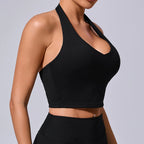 Ladies Sports Bra Sexy Hanging Neck High Support Impact Yoga Underwear Running Fitness Gym Push Up Workout Bra Padded Bralette