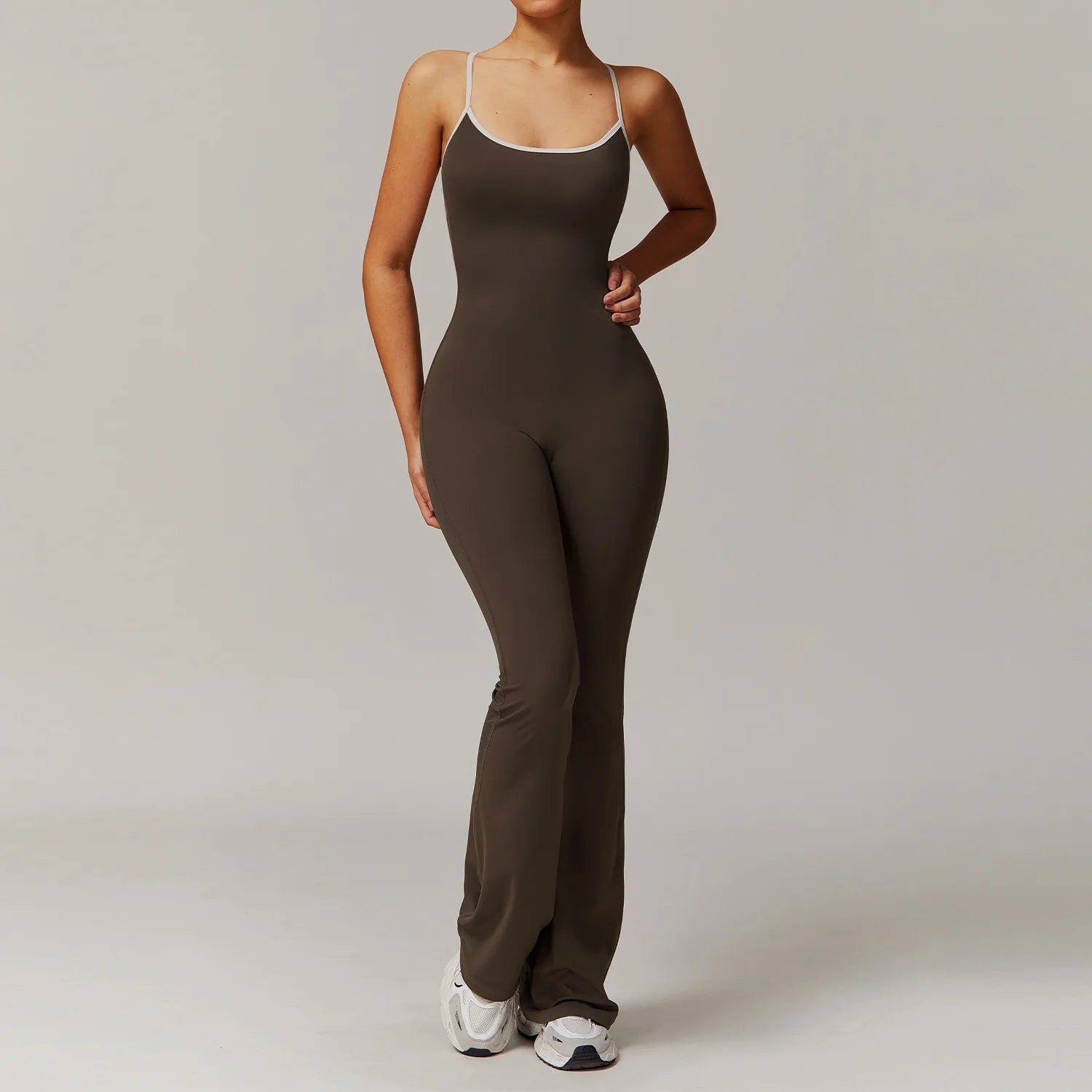 Elegant Crossback Yoga Jumpsuit - Breathable & Quick Dry