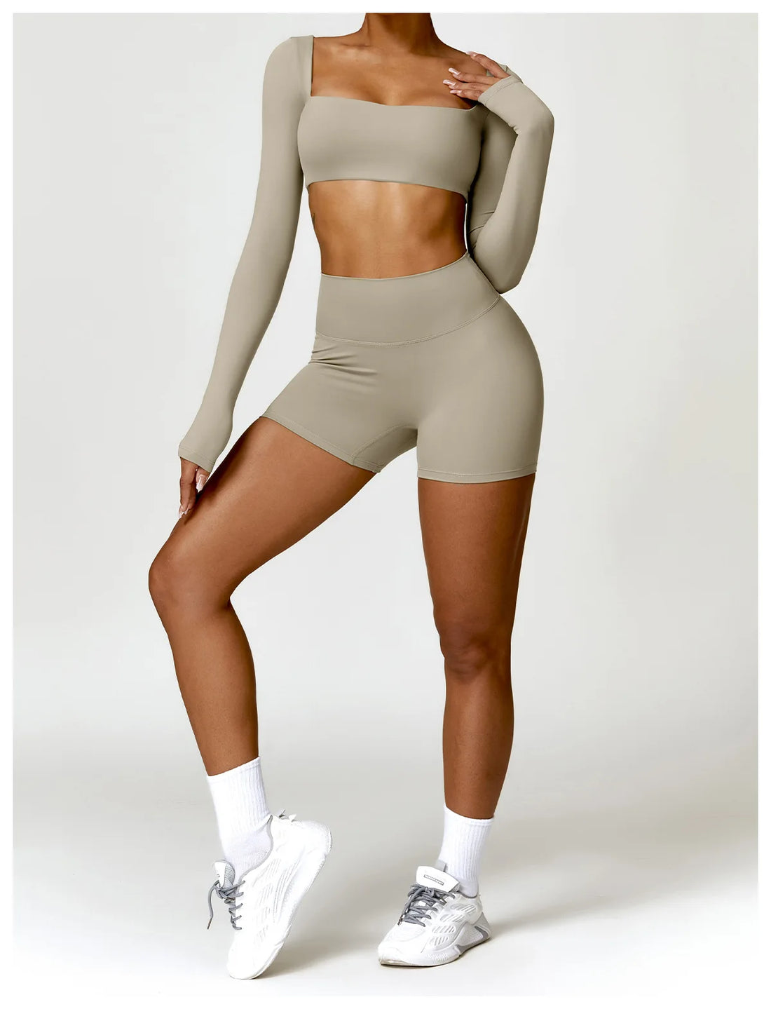 Square Neck Long Sleeve Crop Set