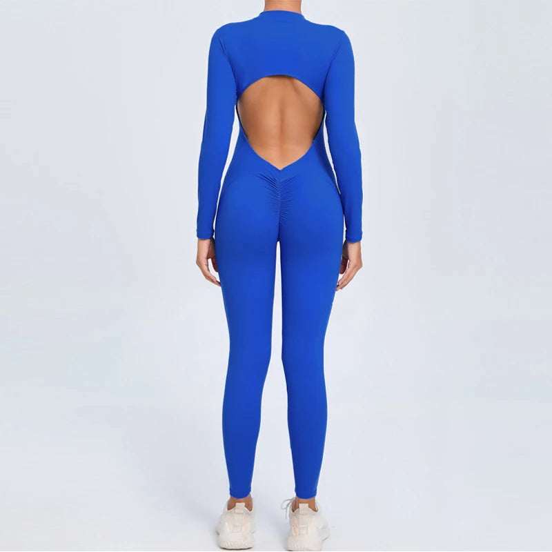 Long Sleeve V-Back Jumpsuit