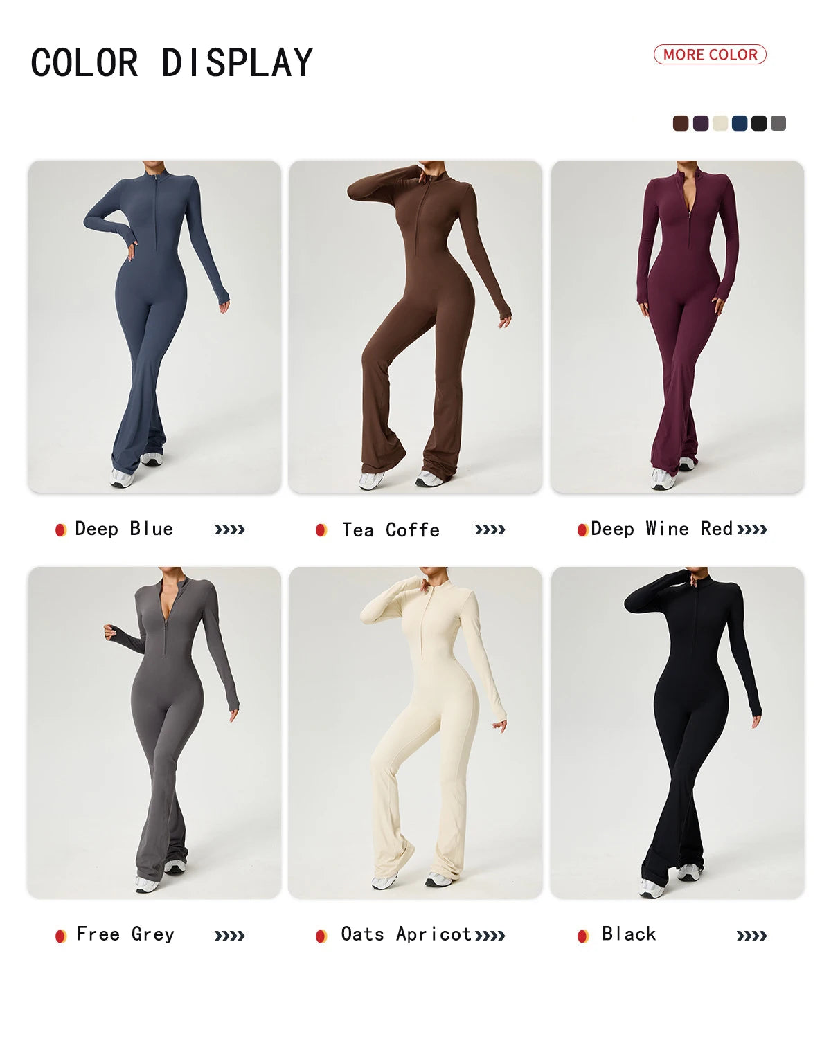Zip Front Long Sleeve Flare Jumpsuit