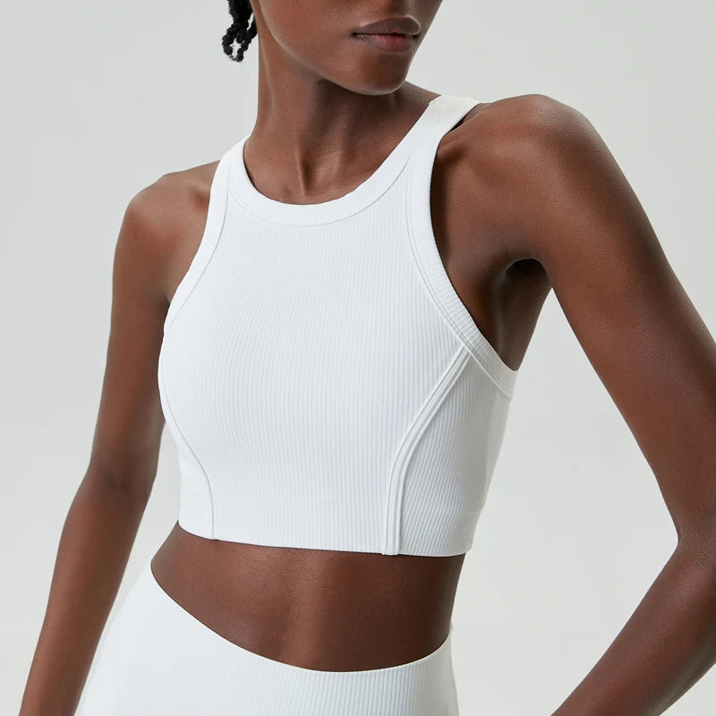 Ribbed Round Neck Crop Bra