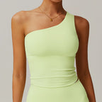 One Shoulder Sports Tank Top - Women's Fitness Essential