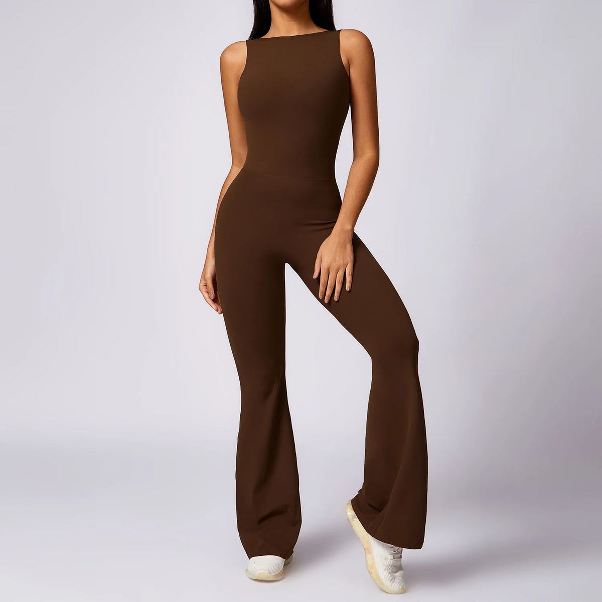 Deep Scoop Back Flare Jumpsuit