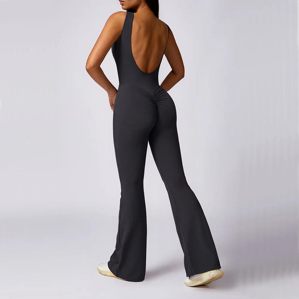 Deep Scoop Back Flare Jumpsuit
