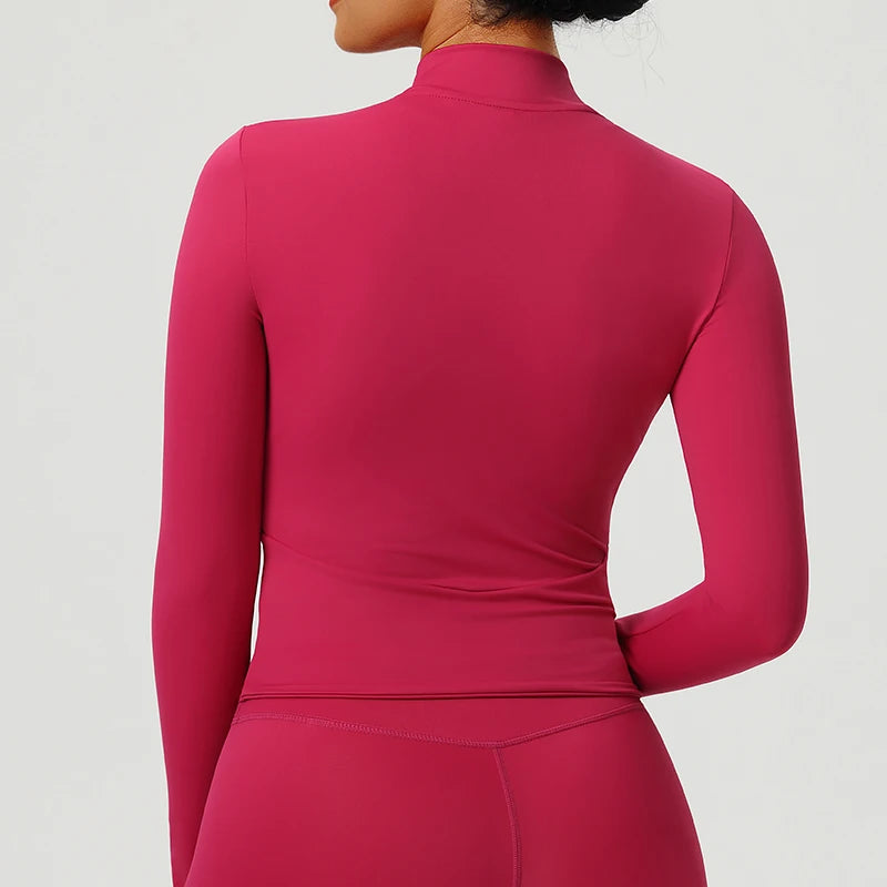 Yoga Long Sleeve Women Fitness Yoga Shirts Gym Workout Top Zipper Sports Jacket Running Cycling Shirts Female Push Up Sportswear