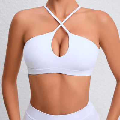 Keyhole Cross Halter Bra