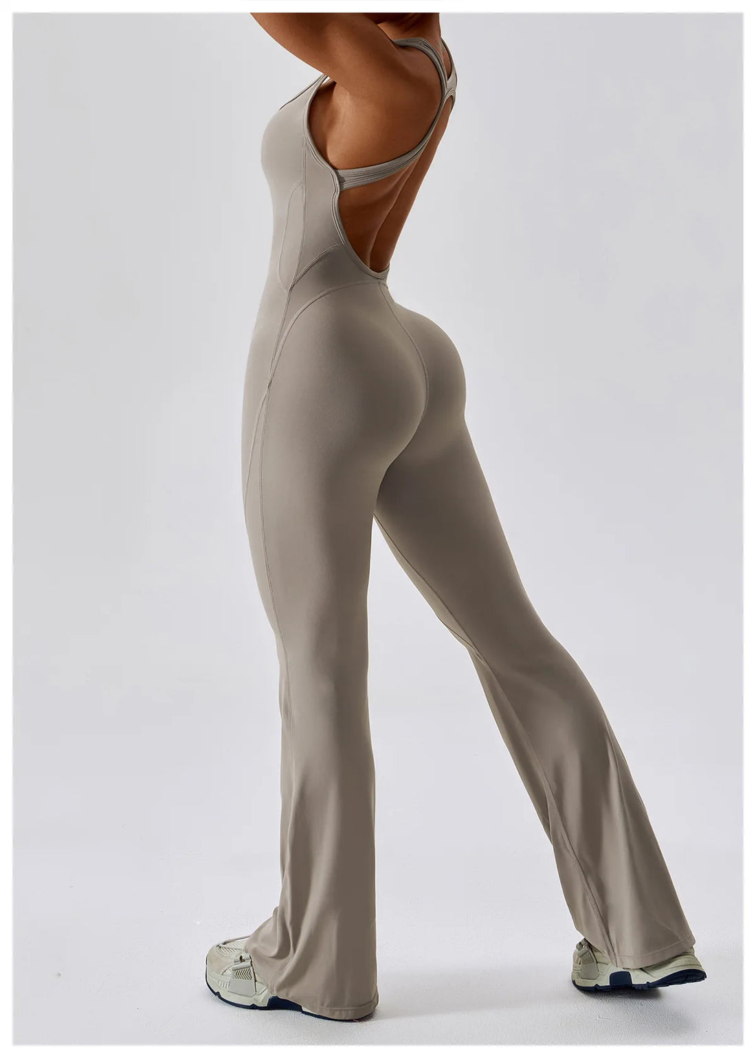 V-Back Scrunch Flare Jumpsuit