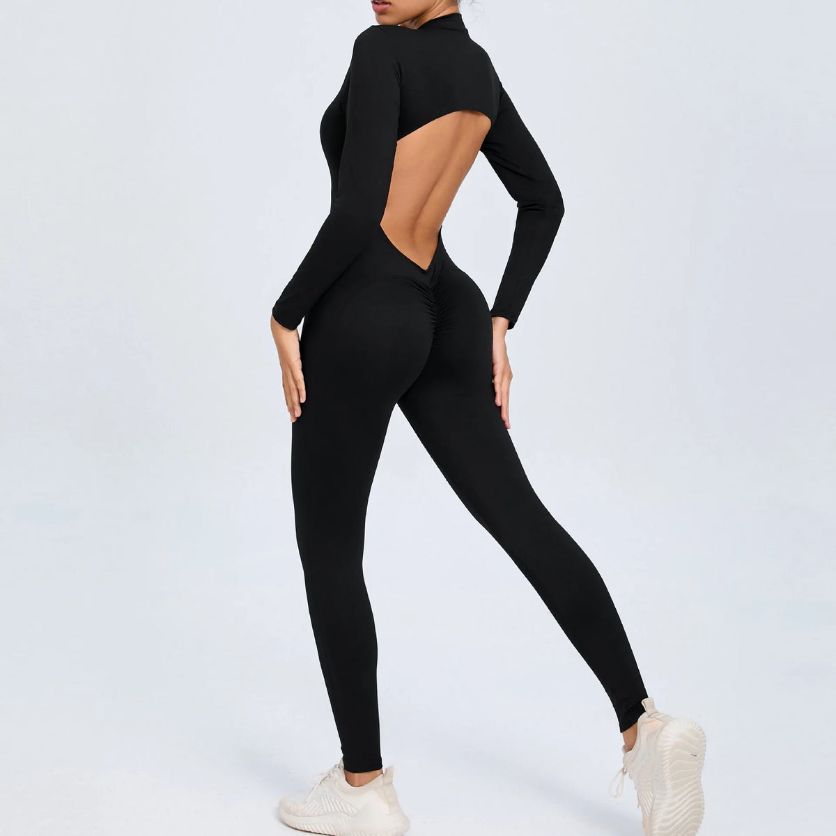 Long Sleeve V-Back Jumpsuit