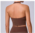 Ladies Sports Bra Sexy Hanging Neck High Support Impact Yoga Underwear Running Fitness Gym Push Up Workout Bra Padded Bralette