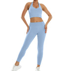 Elegant Women's Yoga Set - High Waist & Short Sleeve