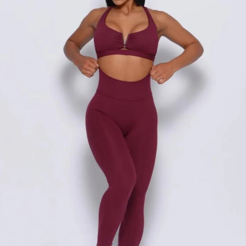 Women's V Back Yoga Fitness Set