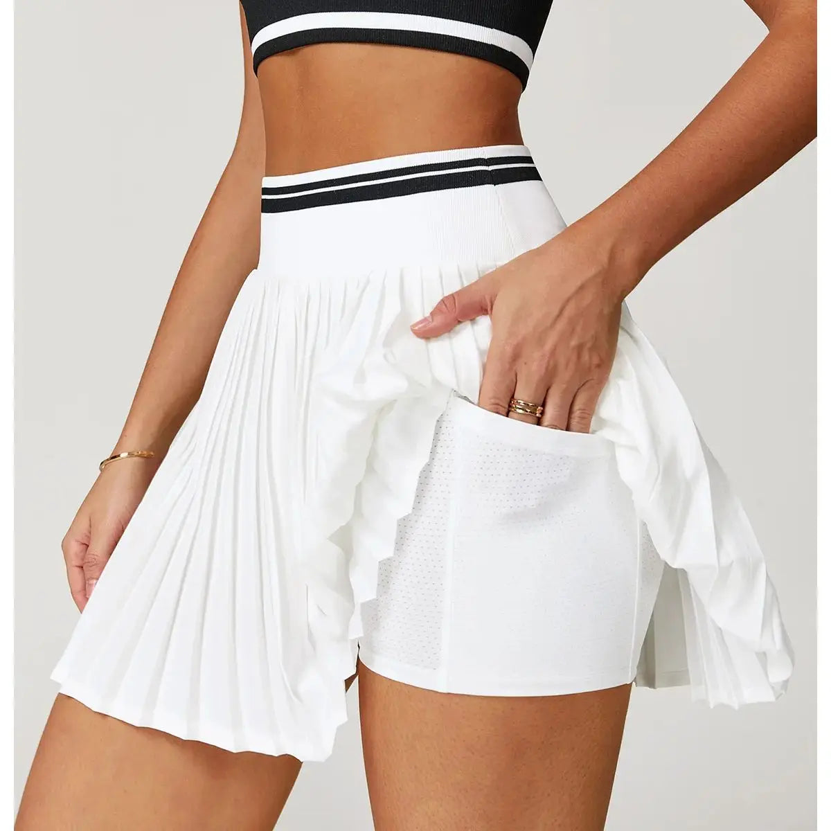 Chic High Waist Pleated Tennis Skort with Pockets