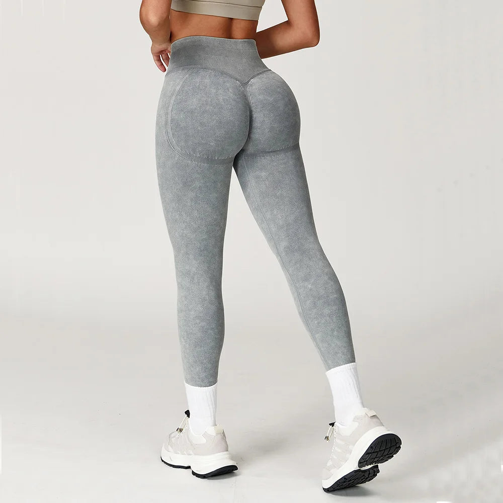 Washed Seamless Ribbed Leggings