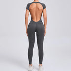 Yoga Set Sexy Backless One-piece Suit Female Rompers Quick Dry Yoga Clothing Workout Bodysuits Flared Sports Jumpsuit Women