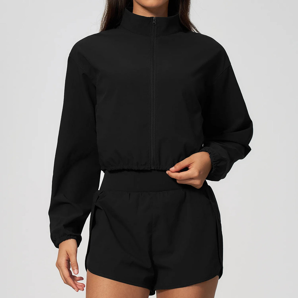 Stand Collar Cropped Jacket