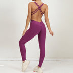 Women's Yoga Rompers One Piece Tummy Control Jumpsuit Padded Sports Bra Romper Fitness Sportwear