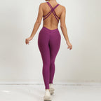 Women's Yoga Rompers One Piece Tummy Control Jumpsuit Padded Sports Bra Romper Fitness Sportwear