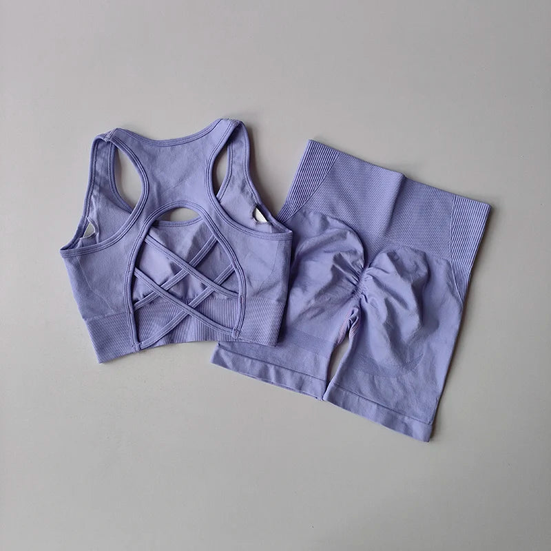 Seamless Yoga Set - Sport Bra & High Waist Shorts