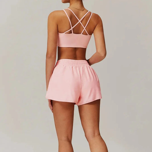 2Pcs Sports Set Women Yoga Gym Set Quick-Drying Jackets Running Tracksuits Sports Shorts Bra Gym Set Women Zipper Athletic Wear