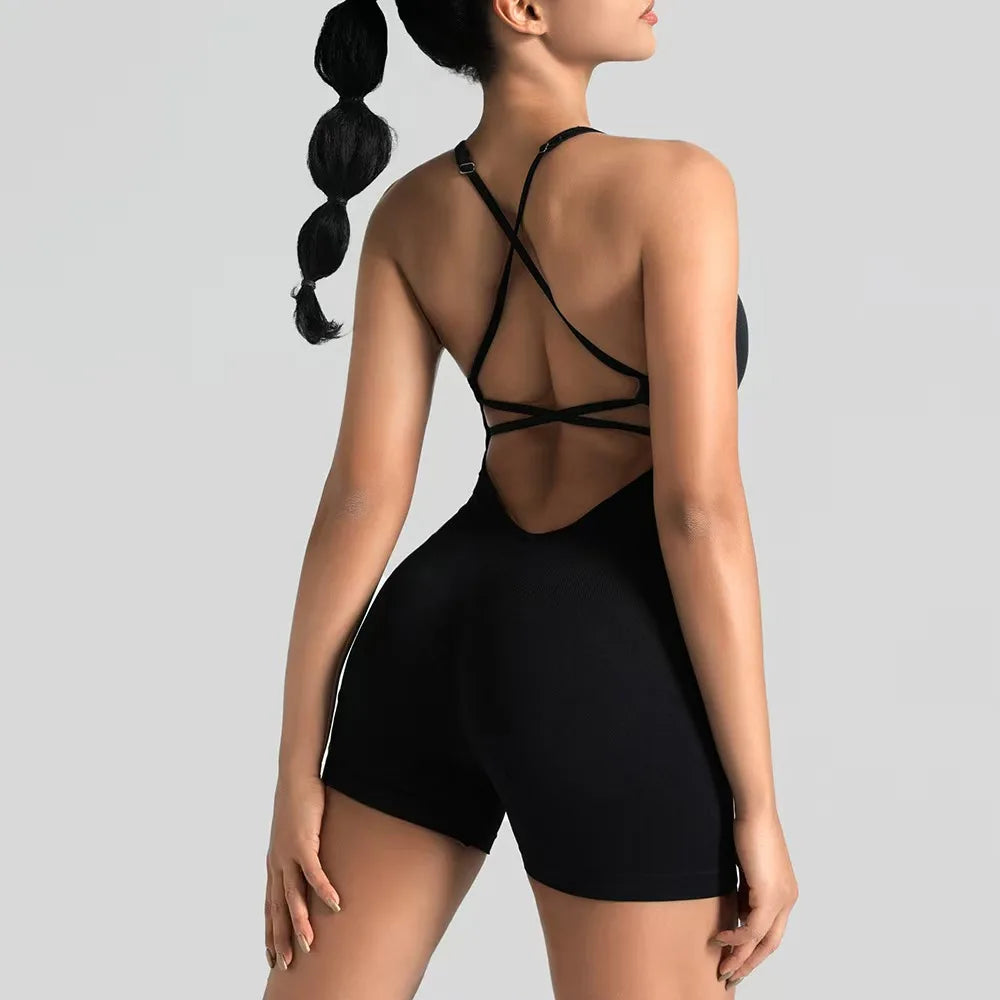 Cross Back Seamless Romper