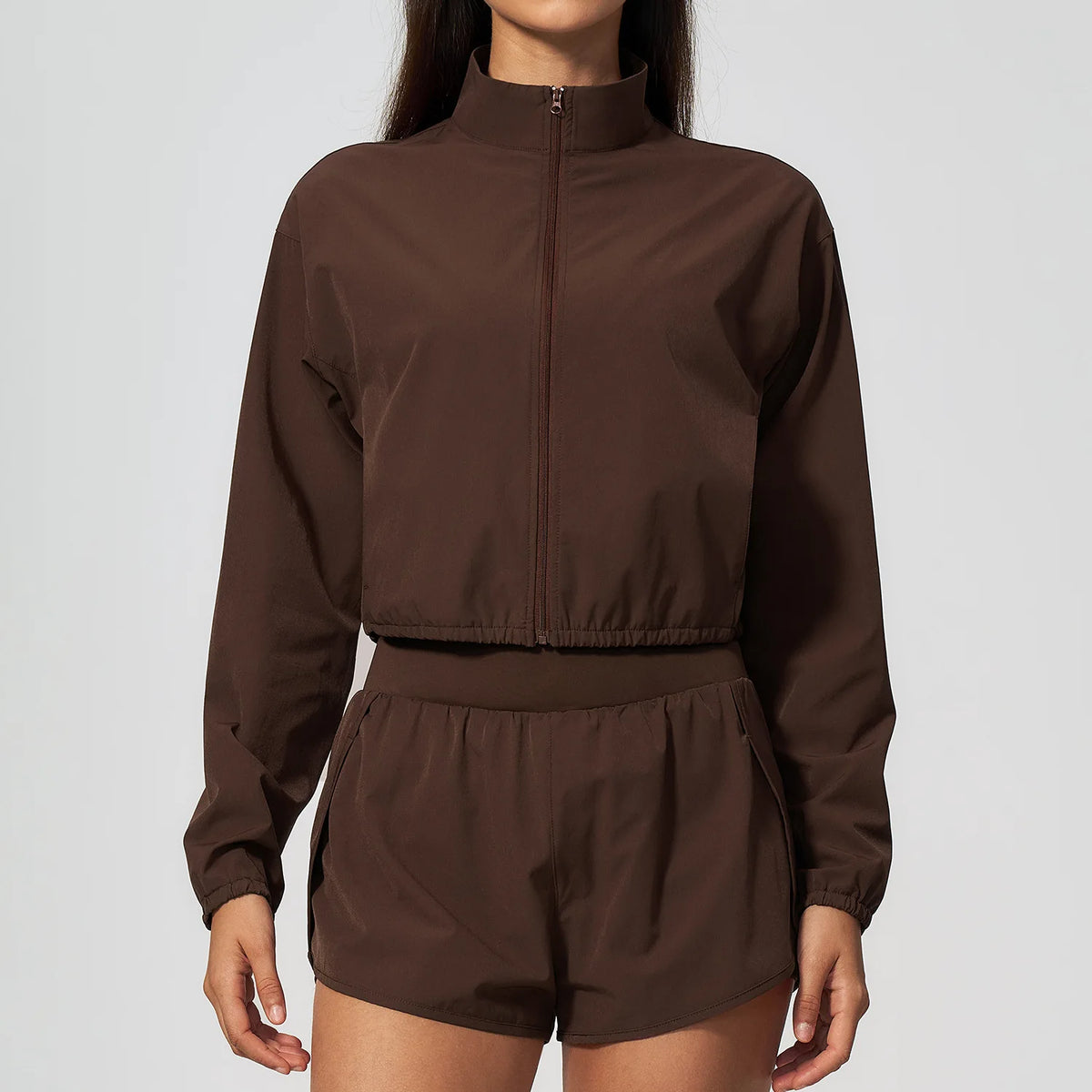 Stand Collar Cropped Jacket