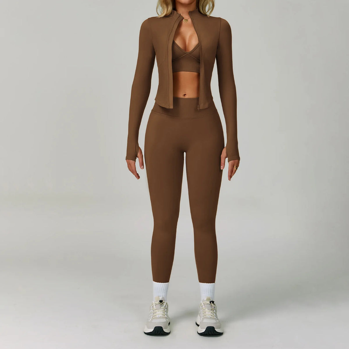 Seamless Bra, Jacket & Bottoms Set