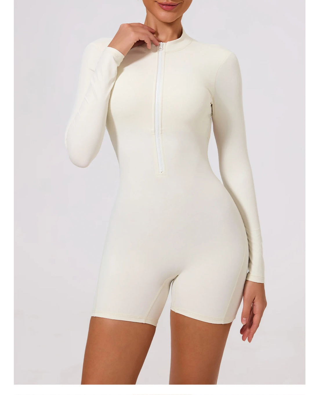 Long Sleeve Zip Scrunch Romper