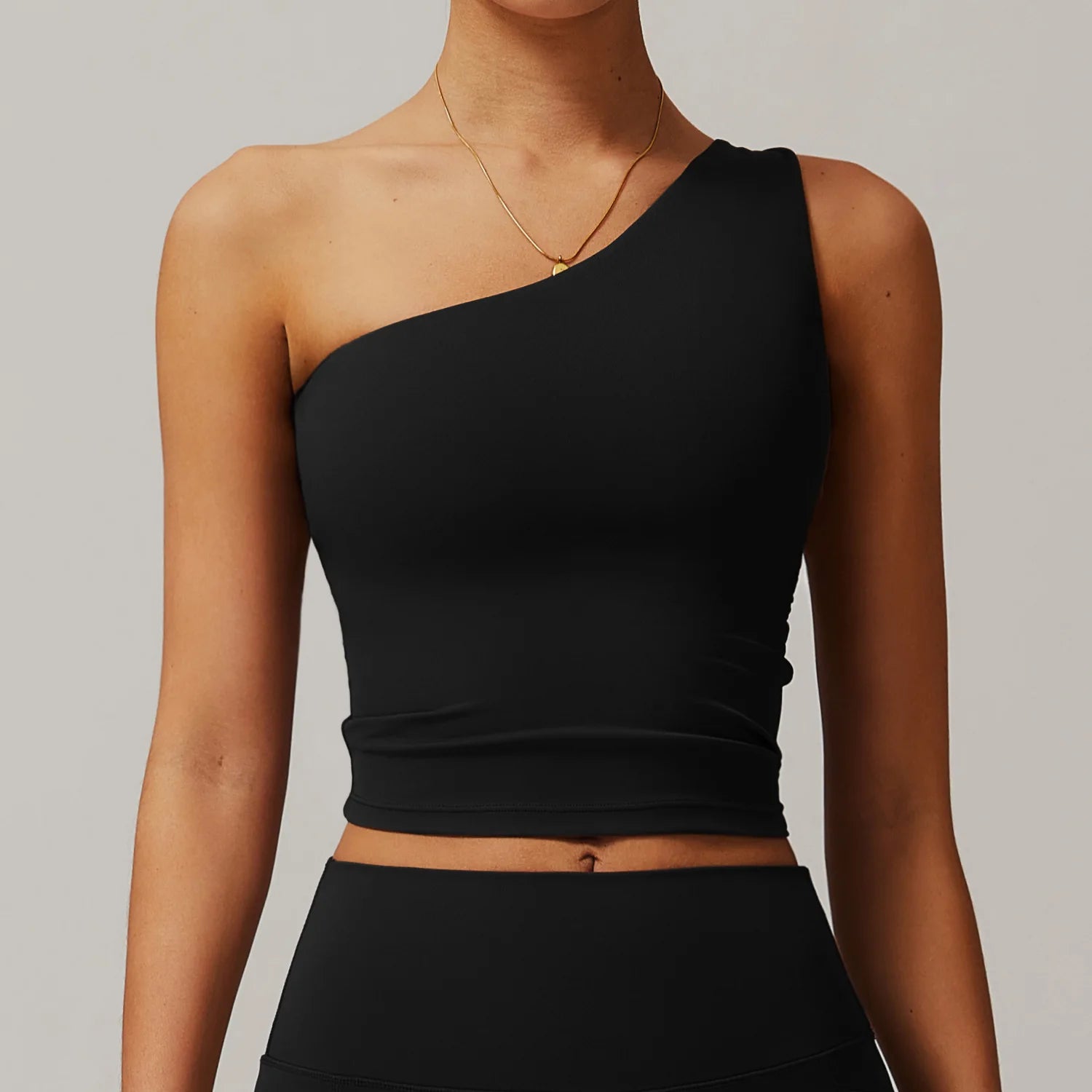 One Shoulder Sports Tank Top - Women's Fitness Essential