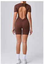 Short Jumpsuit Gym Clothes For Women Sportswear Fitness Overalls Backless Scrunch Booty Yoga Suit Sports Set Outfit
