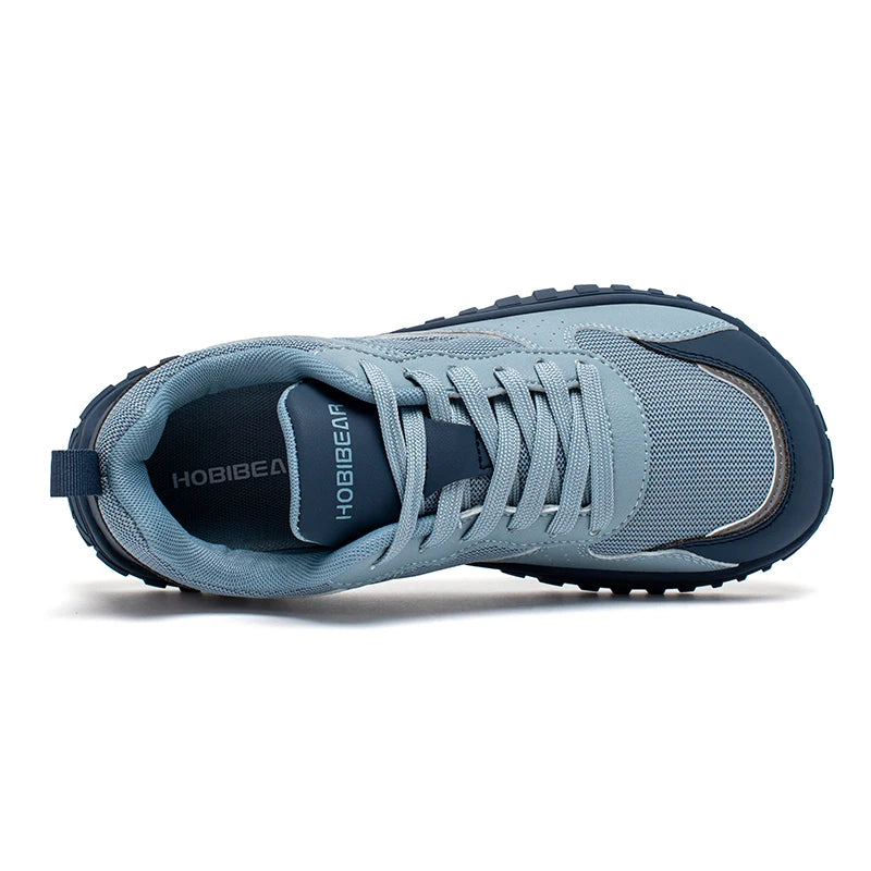 HOBIBEAR Unisex Wide Toe Sneakers Comfortable Walking Shoes Lace Up Outdoor Travel Breathable Sneakers