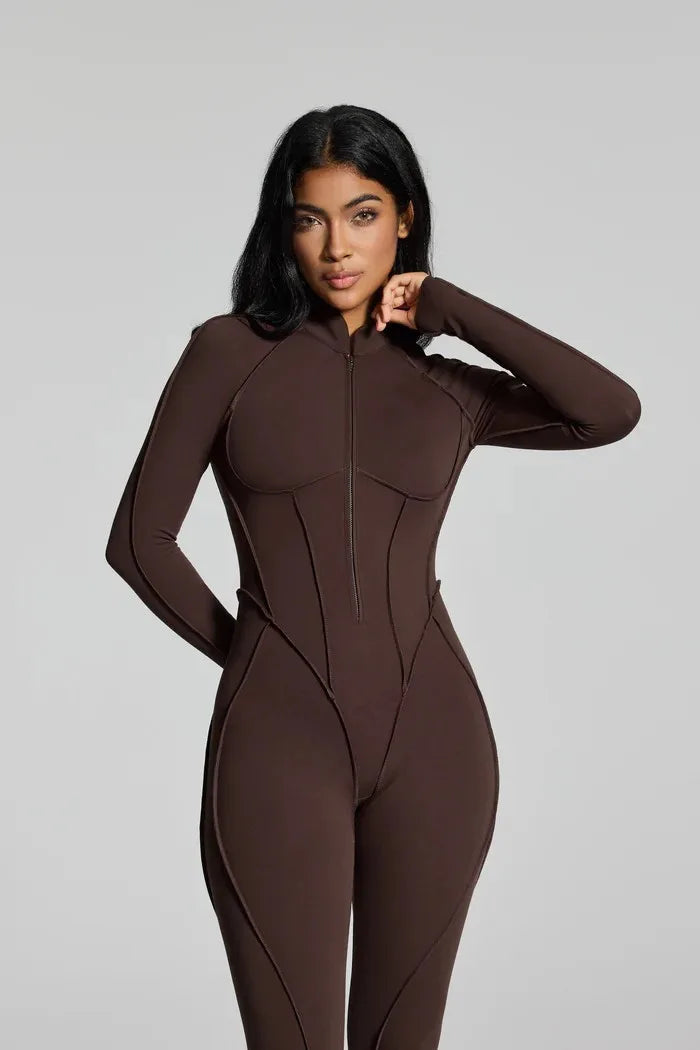 Long Sleeve Zip Bodysuit Set