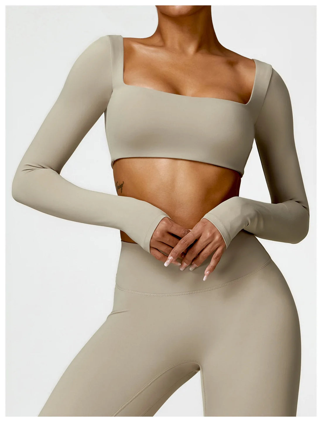 Square Neck Long Sleeve Crop Set