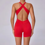 Elegant Cross Backless Sports Jumpsuit for Women